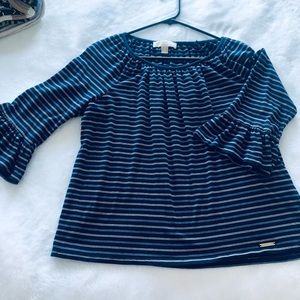 Michael Kors Blue Striped Shirt Size Medium